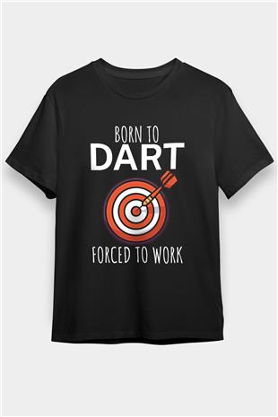 Dart Baskılı Unisex Siyah Tişört - Tshirt