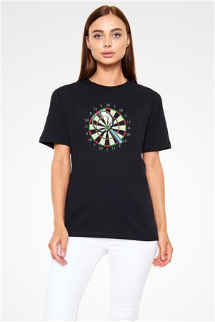 Dart Baskılı Unisex Siyah Tişört - Tshirt