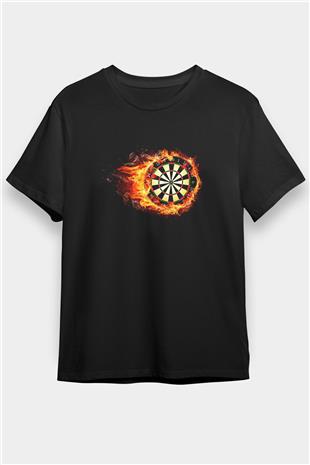 Dart Baskılı Unisex Siyah Tişört - Tshirt