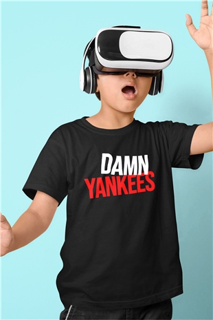 Damn Yankees Baskılı Siyah Unisex Çocuk Tişört