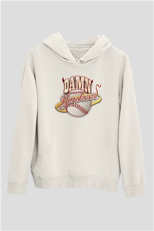 Damn Yankees Beyaz Unisex Kapüşonlu Sweatshirt