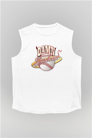 Damn Yankees Beyaz Unisex Kolsuz Tişört