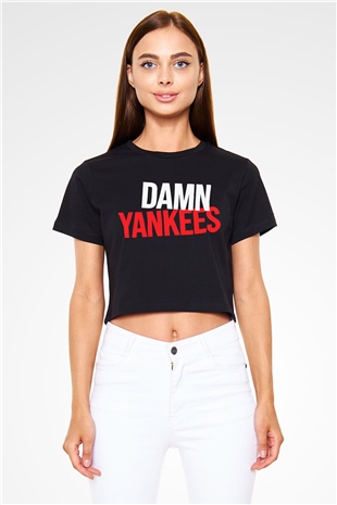 Damn Yankees Siyah Crop Top Tişört