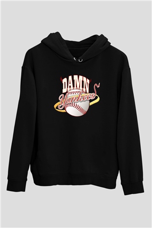 Damn Yankees Siyah Unisex Kapüşonlu Sweatshirt