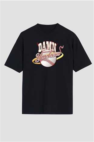 Damn Yankees Siyah Oversize Tişört Oversize T-shirt - TişörtFabrikası