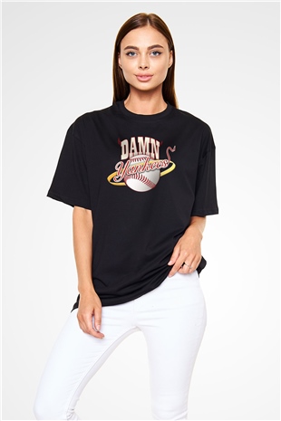 Damn Yankees Siyah Oversize Tişört Oversize T-shirt - TişörtFabrikası