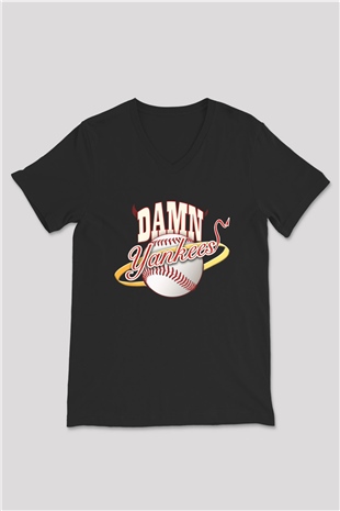 Damn Yankees Siyah Unisex V Yaka Tişört