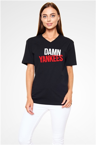 Damn Yankees Siyah Unisex V Yaka Tişört T-Shirt