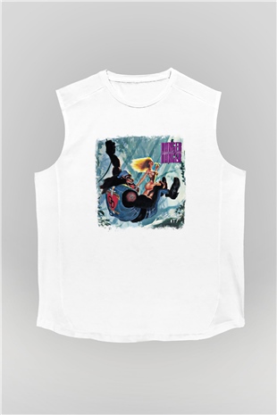 Danger Danger Baskılı Unisex Beyaz Kolsuz Tişört