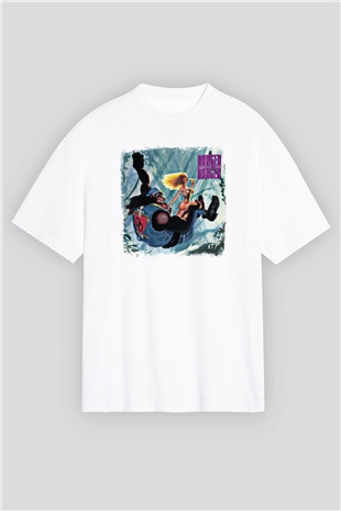 Danger Danger Baskılı Unisex Beyaz Oversize Tişört