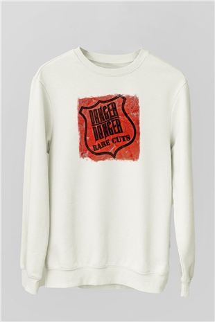 Danger Danger Baskılı Unisex Beyaz Sweatshirt