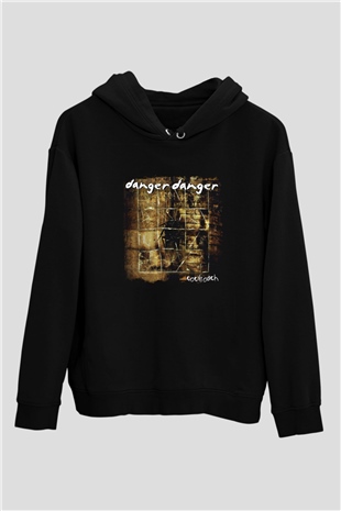 Danger Danger Baskılı Unisex Siyah Hoodie
