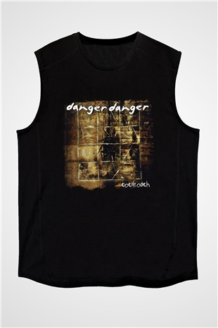 Danger Danger Baskılı Unisex Siyah Kolsuz Tişört