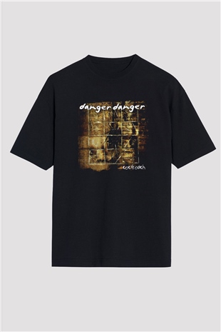 Danger Danger Baskılı Unisex Siyah Oversize Tişört