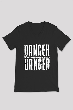 Danger Danger Siyah Unisex V Yaka Tişört
