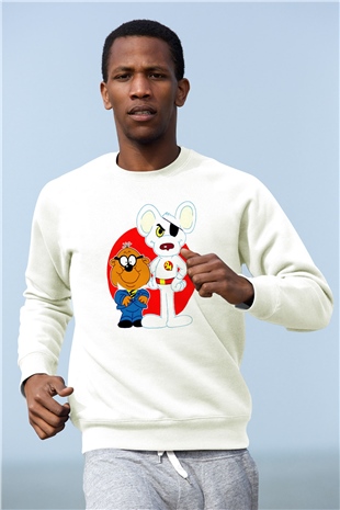 Danger Mouse Beyaz Unisex  Sweatshirt