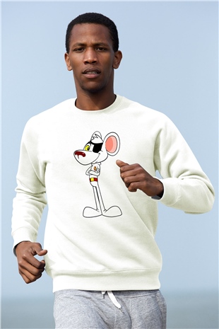 Danger Mouse Beyaz Unisex Sweatshirt