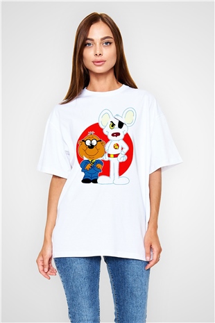 Danger Mouse Beyaz Oversize Tişört