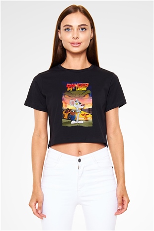 Danger Mouse Siyah   Crop Top Tişört