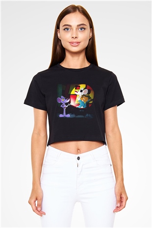 Danger Mouse Siyah Crop Top Tişört