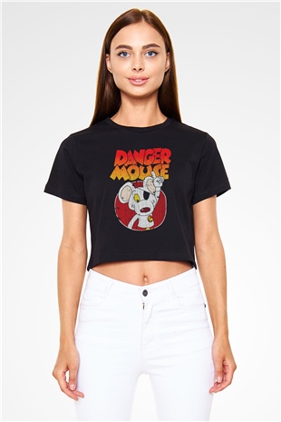 Danger Mouse Siyah   Crop Top Tişört