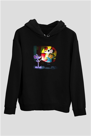 Danger Mouse Siyah Unisex Kapüşonlu Sweatshirt