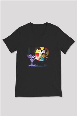 Danger Mouse Siyah Unisex V Yaka Tişört