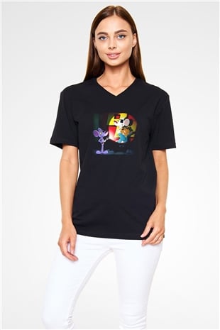 Danger Mouse Siyah Unisex V Yaka Tişört