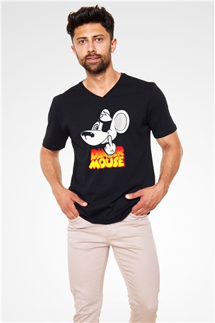 Danger Mouse Siyah Unisex  V Yaka Tişört