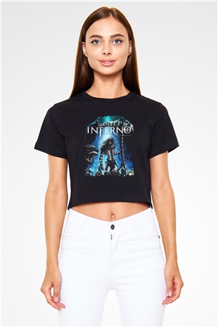 Dantes Inferno Siyah  Crop Top Tişört