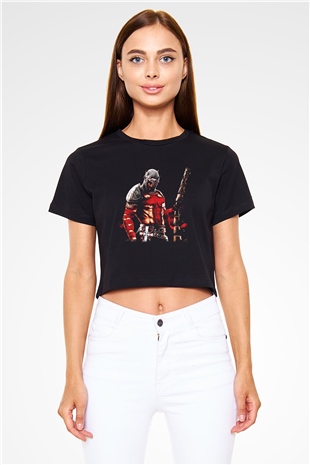 Dantes Inferno Siyah Crop Top Tişört