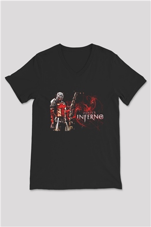 Dantes Inferno Siyah Unisex V Yaka Tişört