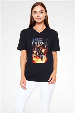 Dantes Inferno Siyah Unisex V Yaka Tişört