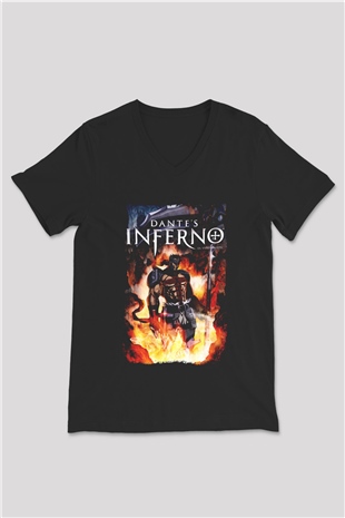 Dantes Inferno Siyah Unisex V Yaka Tişört