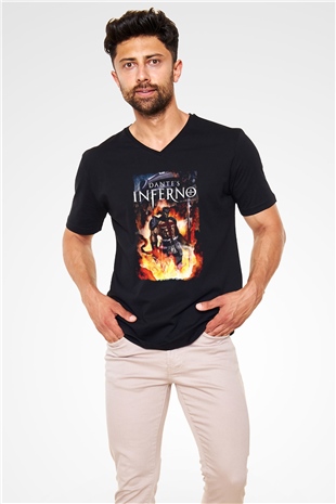Dantes Inferno Siyah Unisex V Yaka Tişört