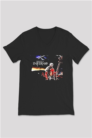 Dantes Inferno Siyah Unisex V Yaka Tişört