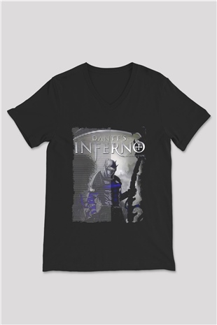 Dantes Inferno Siyah Unisex V Yaka Tişört