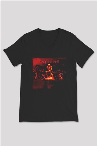 Dantes Inferno Siyah Unisex V Yaka Tişört