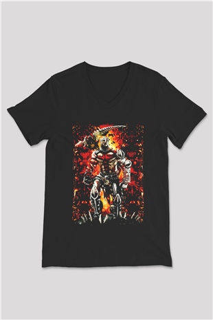 Dantes Inferno Siyah Unisex V Yaka Tişört