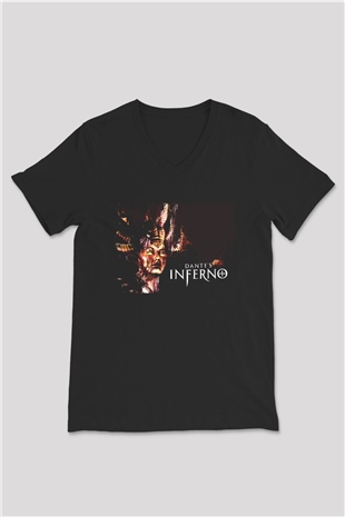 Dantes Inferno Siyah Unisex V Yaka Tişört