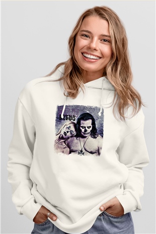 Danzig Baskılı Unisex Beyaz Hoodie