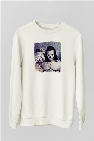 Danzig Baskılı Unisex Beyaz Sweatshirt