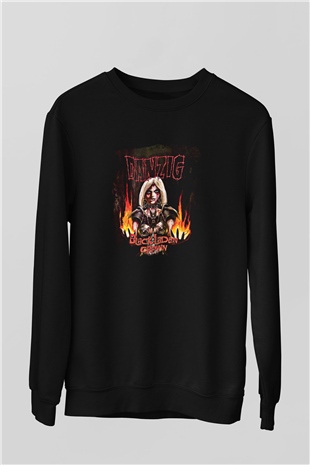 Danzig Baskılı Unisex Siyah Sweatshirt