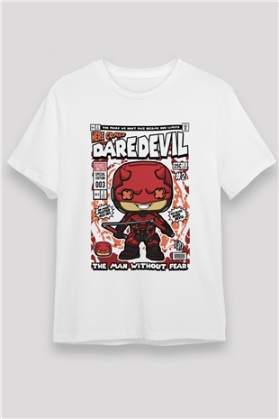 Dare Devil Baskılı Unisex Beyaz Tişört