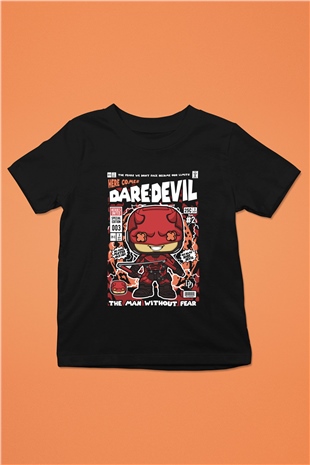 Dare Devil Baskılı Unisex Siyah Çocuk Tişört