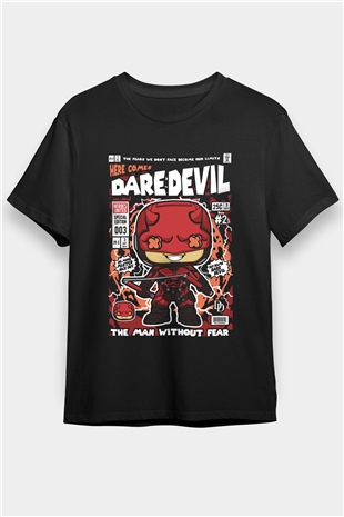 Dare Devil Baskılı Unisex Siyah Tişört
