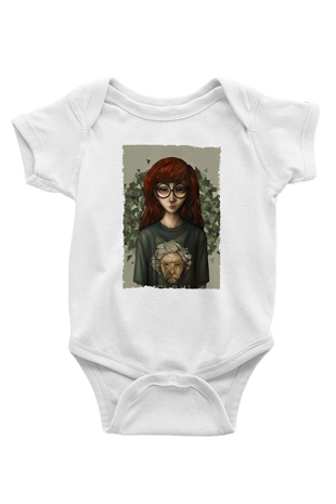 Daria Baskılı Beyaz Unisex Bebek Body - Zıbın