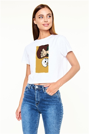 Daria Beyaz  Crop Top Tişört