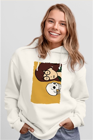 Daria Beyaz Unisex Hoodie