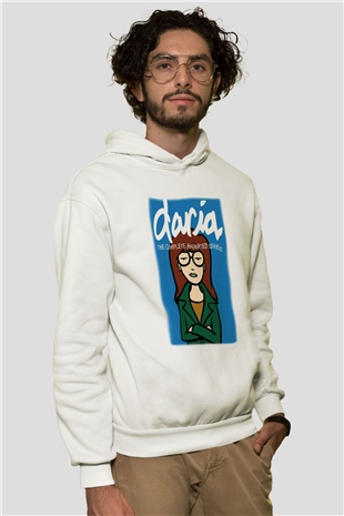 Daria Beyaz Unisex Kapşonlu Sweatshirt